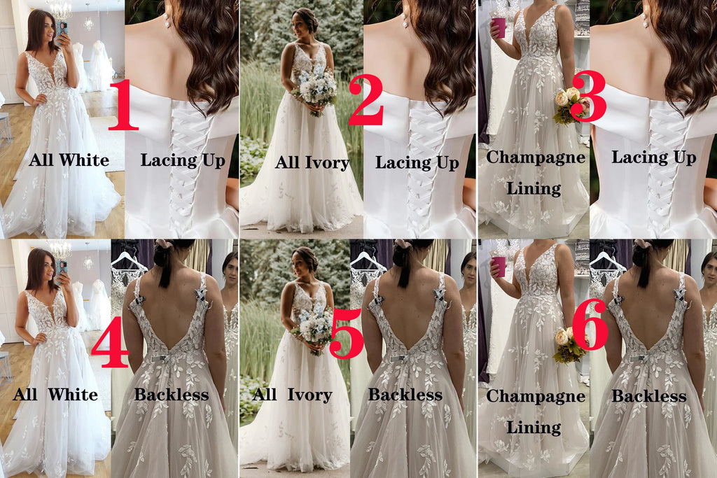 VIKTORIA Fashion Aline Wedding Dresses V-neck Custom-Made Court Train Appliques Sleeveless Robe De Mariée Engagement Plus
